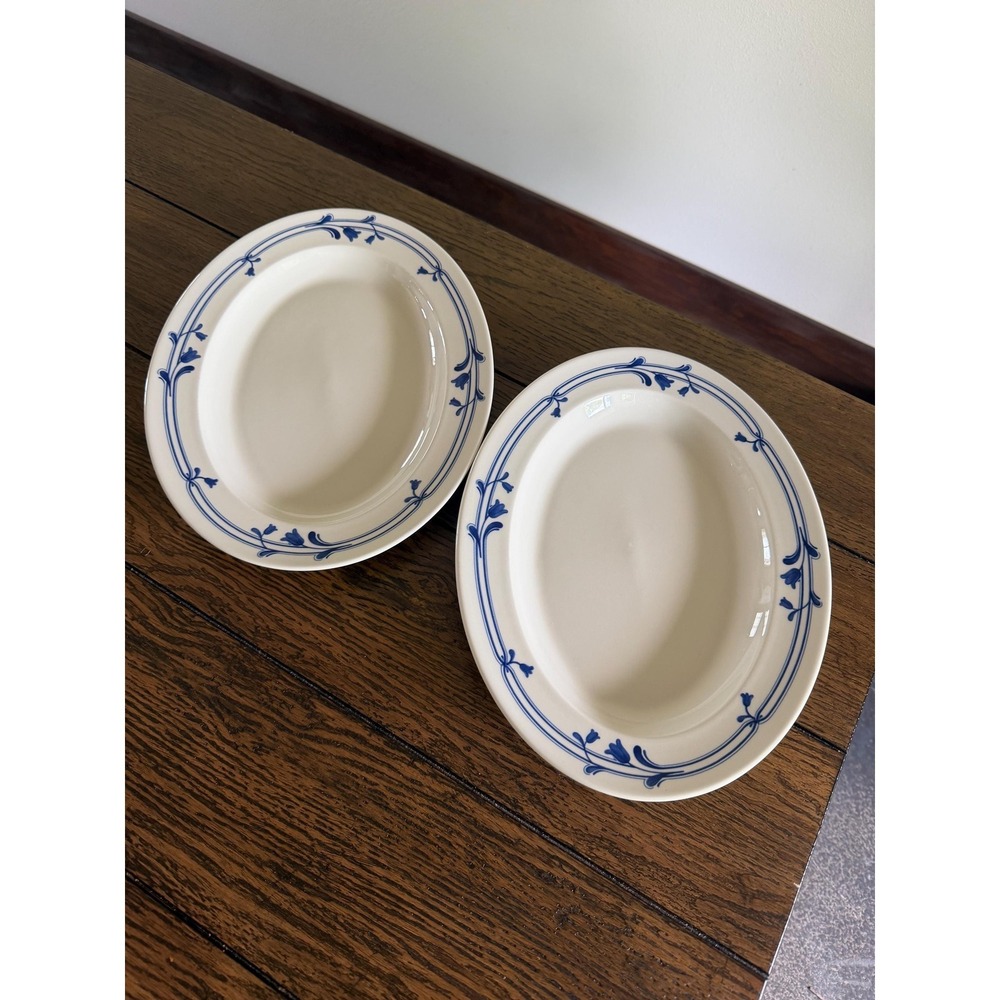 Adams English Ironstone Platter Blue White Bluebell Micratex Oval 13.5 x 10